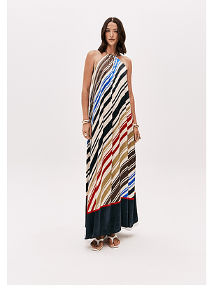 Vestido Plissado MEDITERRANEAN STRIPES Multi - Lança Perfume 