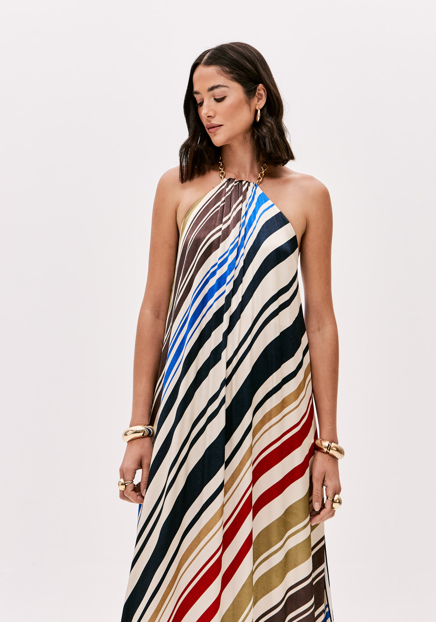 Vestido Plissado MEDITERRANEAN STRIPES Multi - Lança Perfume  4