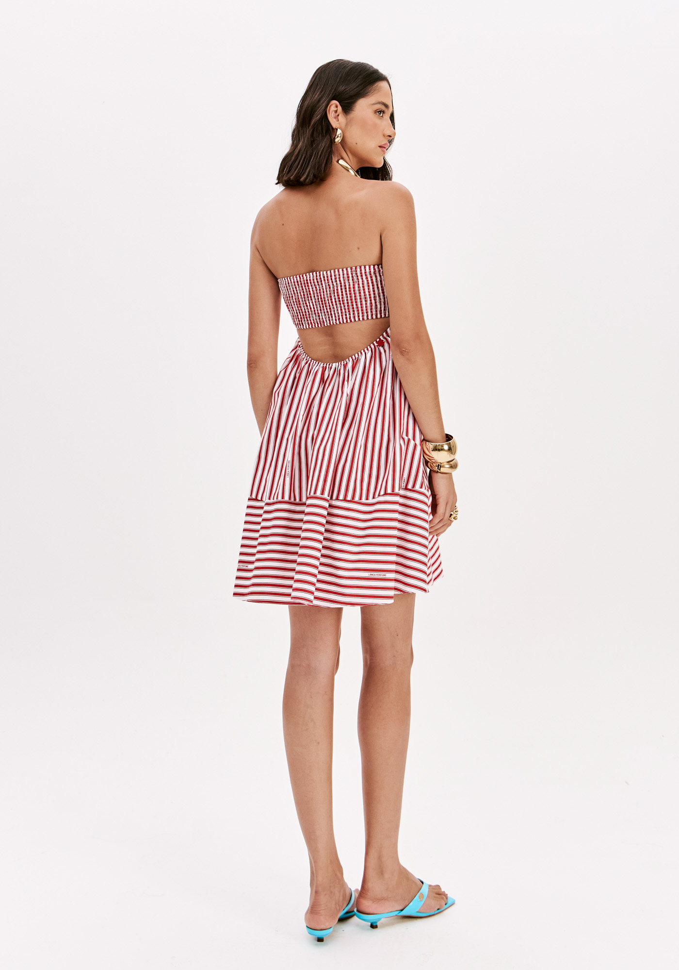 Vestido Curto Cai cai Vermelho Riscas - Lança Perfume 2