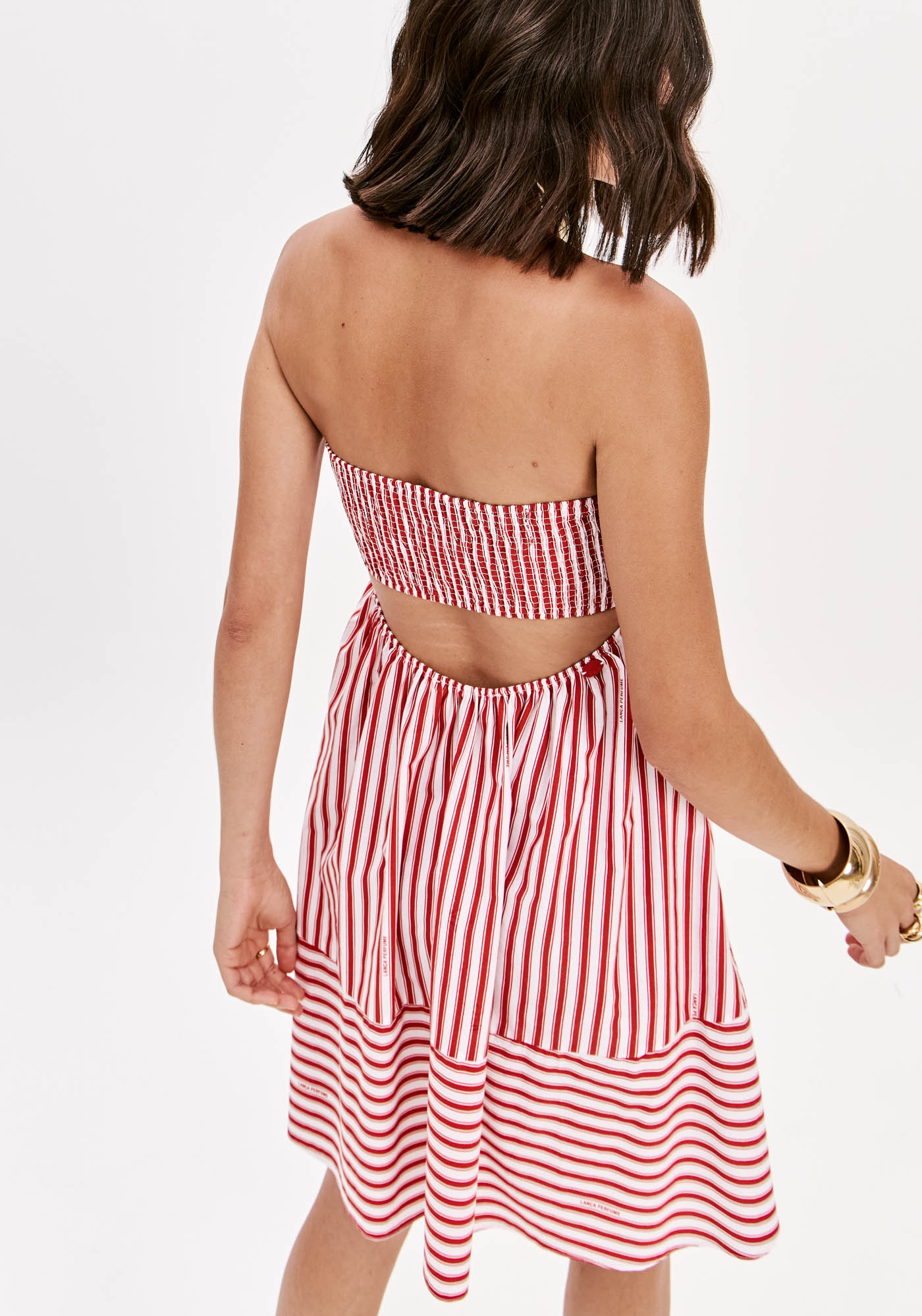 Vestido Curto Cai cai Vermelho Riscas - Lança Perfume 3