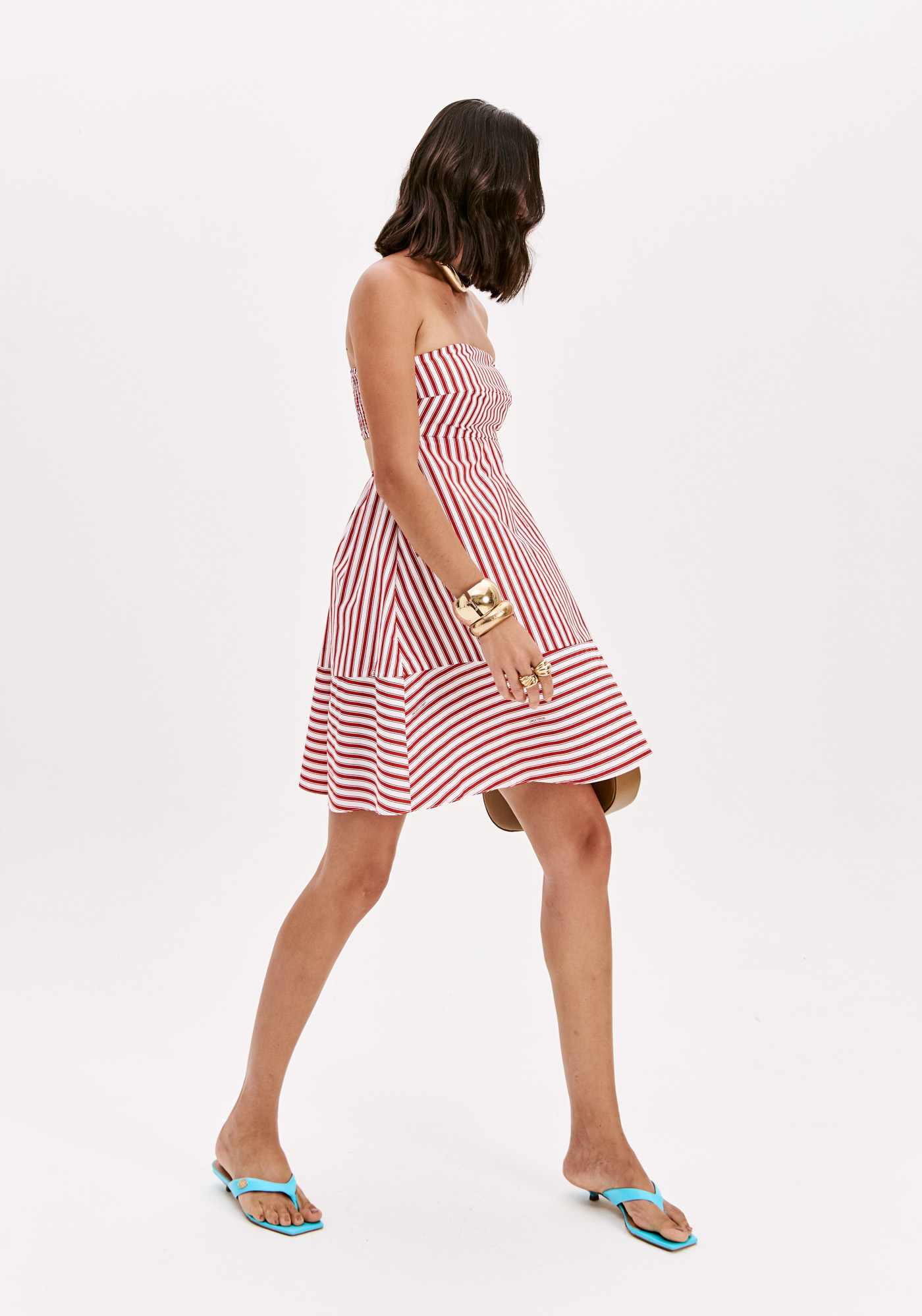 Vestido Curto Cai cai Vermelho Riscas - Lança Perfume 4