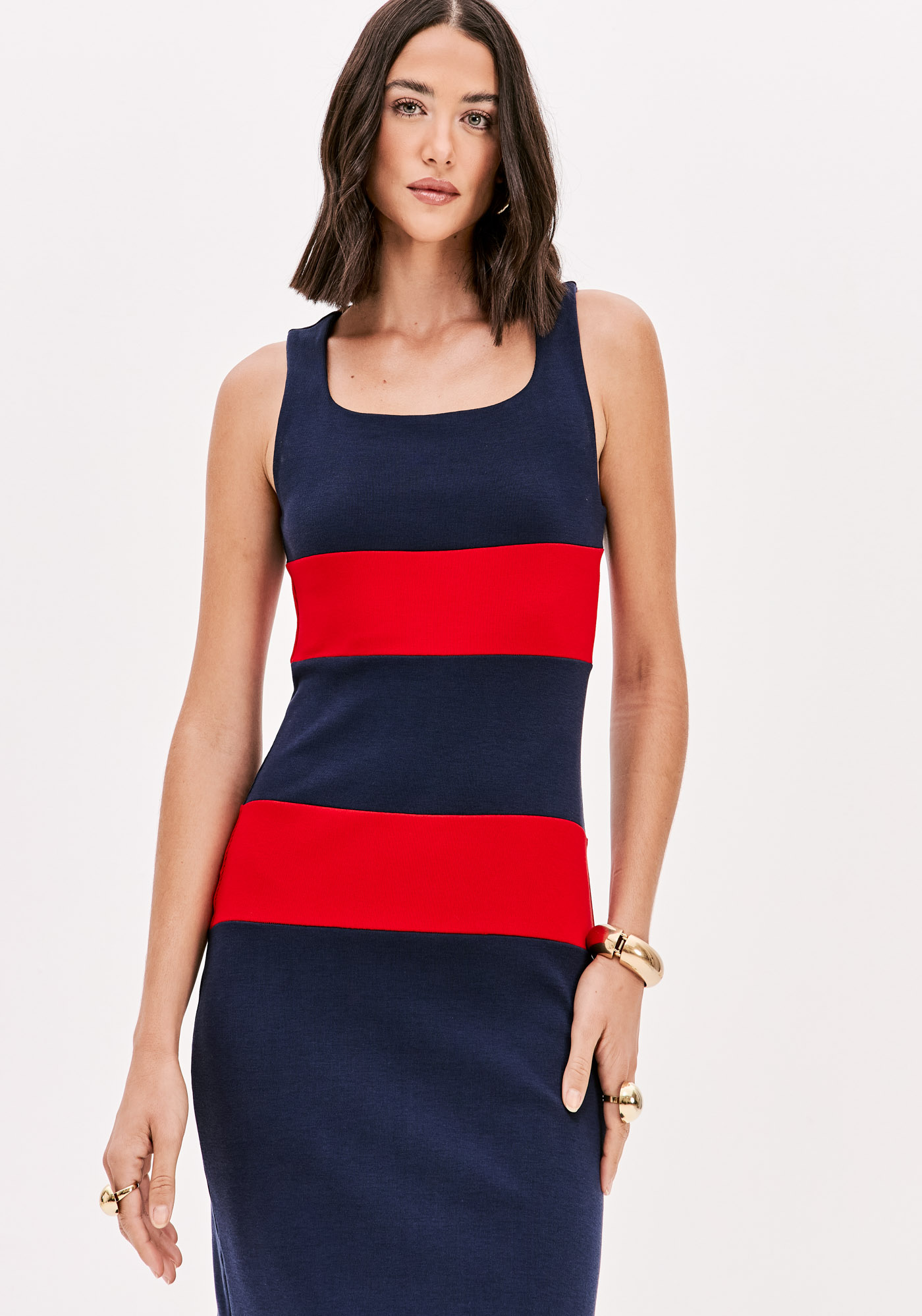 Vestido de Cavas Azul e Vermelho - Lança Perfume  4