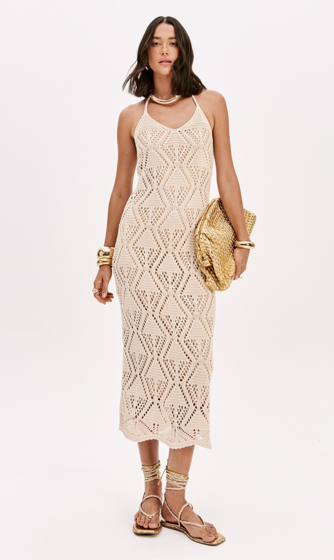 Vestido Tricô Bege - Lança Perfume  1