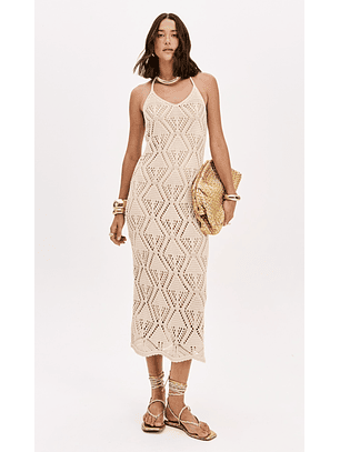 Vestido Tricô Bege - Lança Perfume 