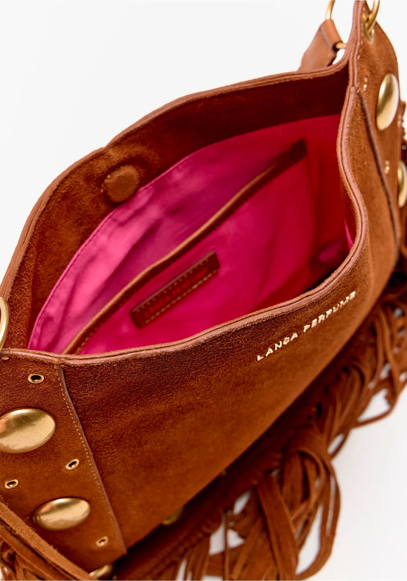 Mala de Ombro com Franjas Camel - Lança Perfume  4