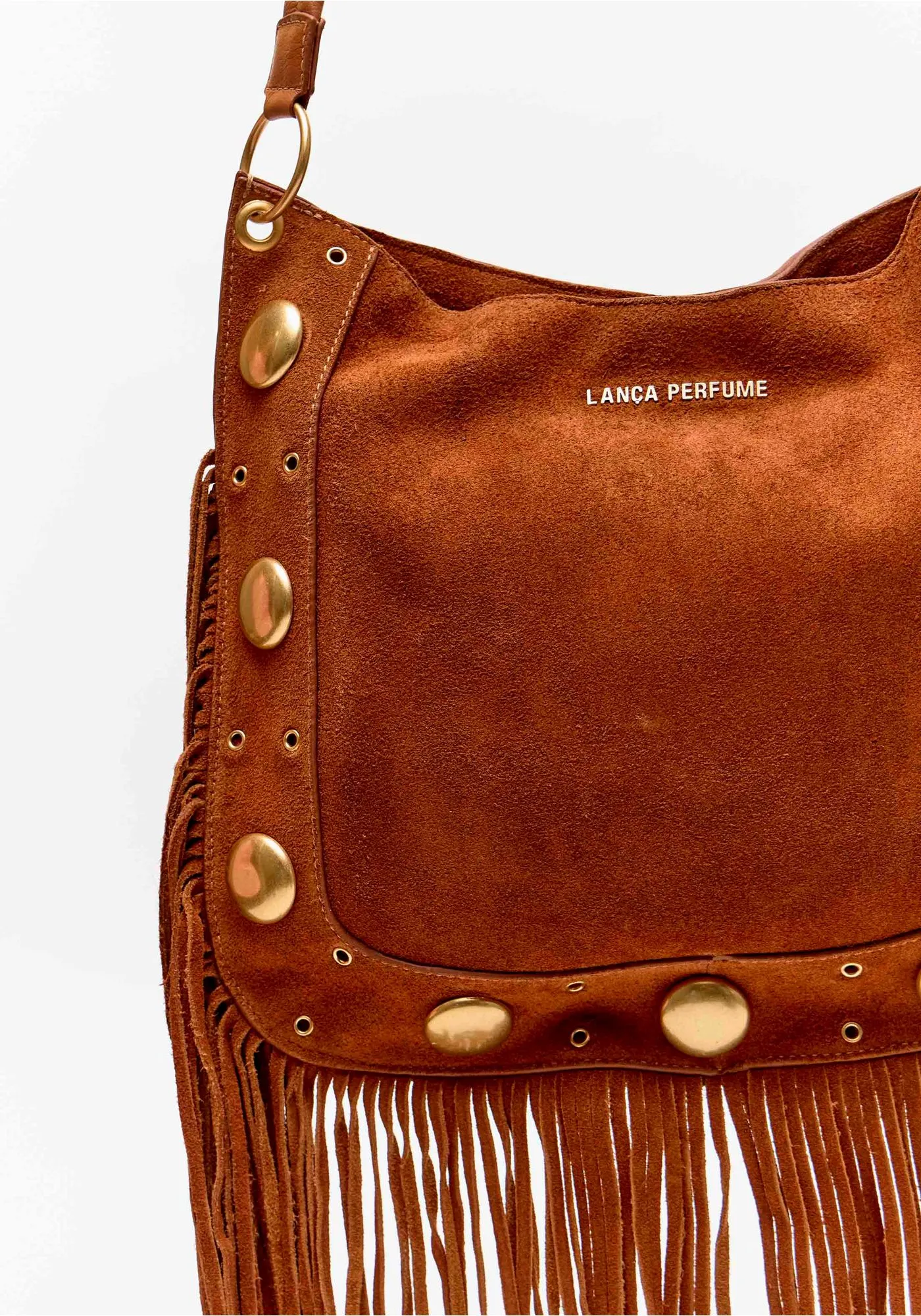 Mala de Ombro com Franjas Camel - Lança Perfume  5