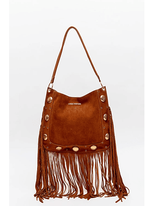 Mala de Ombro com Franjas Camel - Lança Perfume 