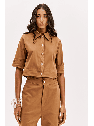 Blusa de Manga Curta Camel - Lança Perfume 