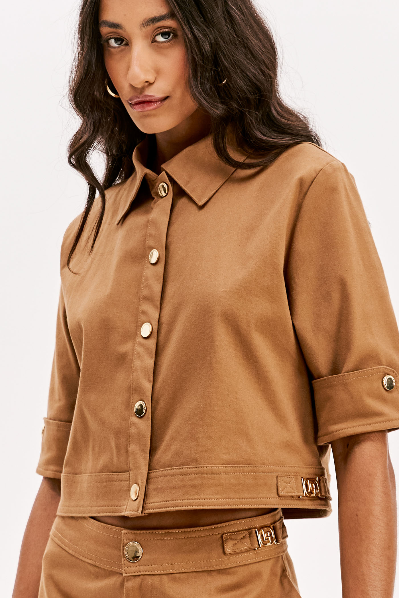 Blusa de Manga Curta Camel - Lança Perfume  3