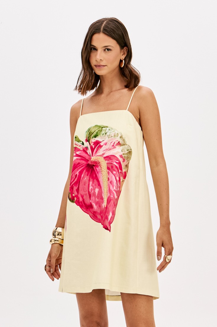 Vestido Curto FRENCH FLOWER Amarelo - Lança Perfume 1