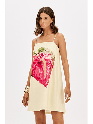 Vestido Curto FRENCH FLOWER Amarelo - Lança Perfume