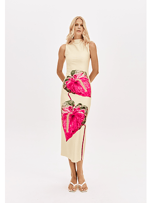 Vestido Justo FRENCH FLOWER Amarelo - Lança Perfume 