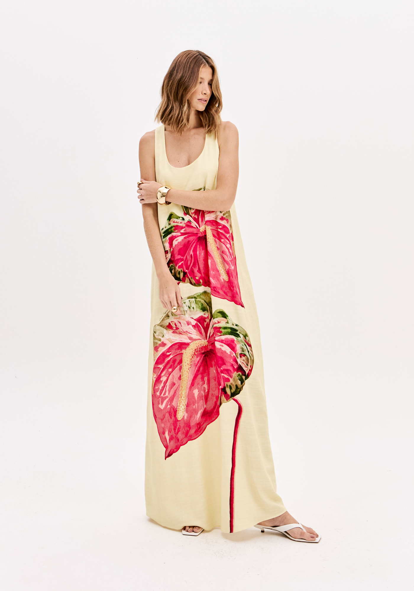 Vestido Comprido FRENCH FLOWER Amarelo - Lança Perfume (PRÉ-VENDA) 1