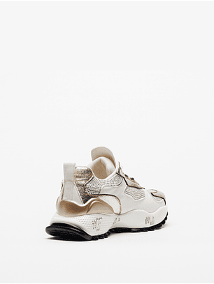 Ténis  D190608-22A Branco e Dourado - EXÉ 