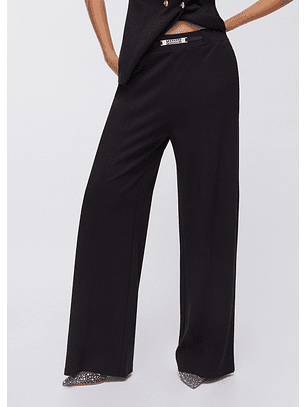 Calças em Malha Preta com Aplicações Douradas  - Liu Jo