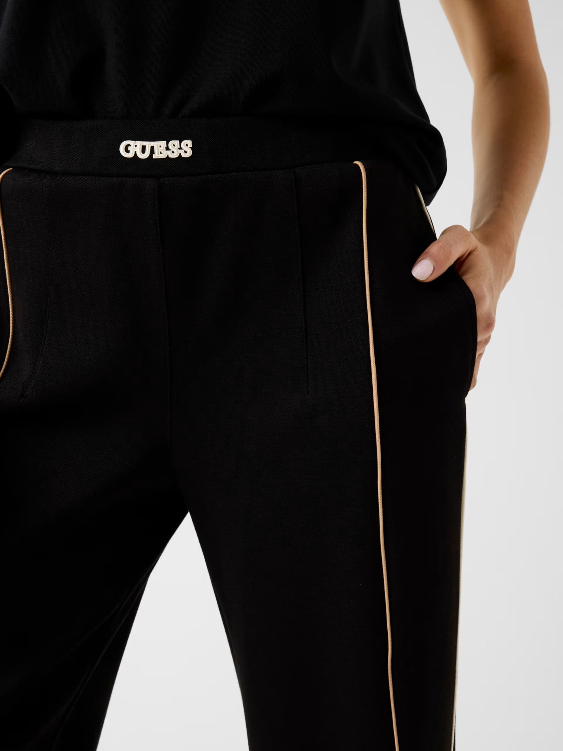 Calças Desportivas Wide Leg GEORGIA Preto - Guess  5
