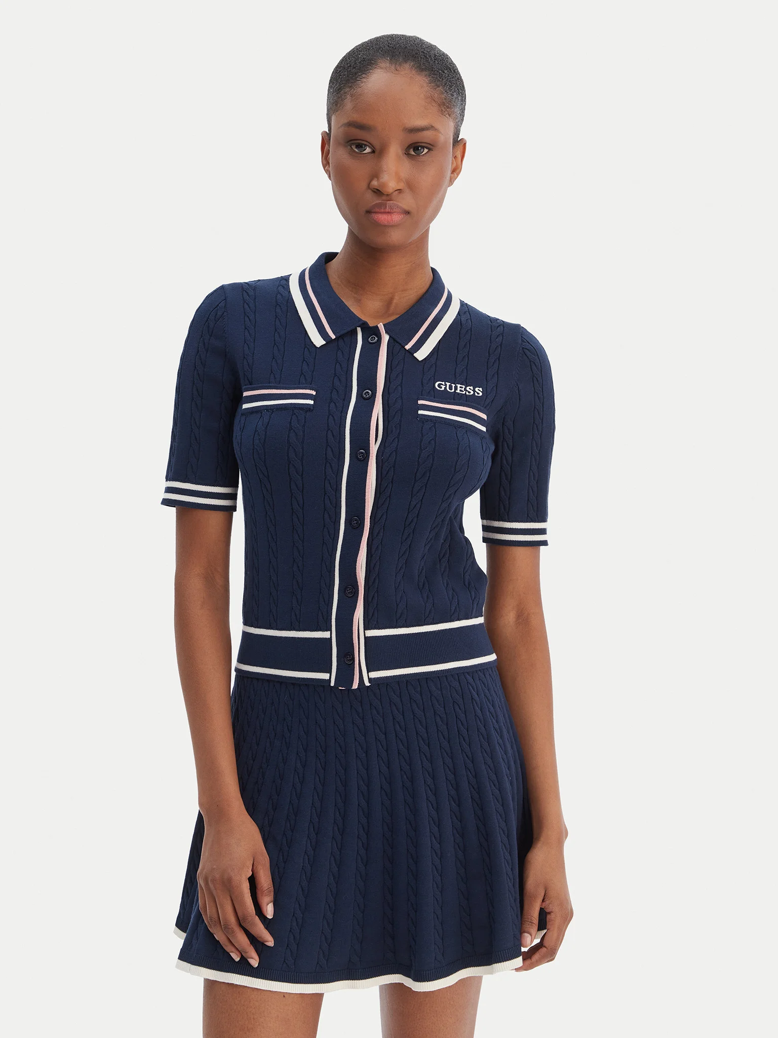 Polo SHARI em Malha Manga Curto Azul - Guess 1