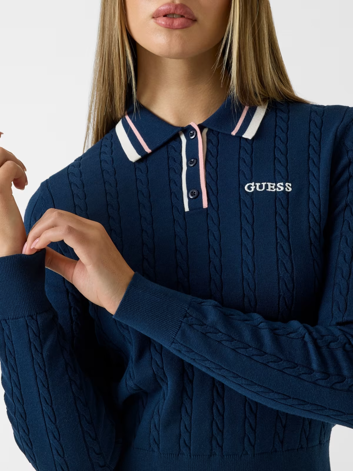 Camisola Polo em Malha SHARI Azul - Guess  6