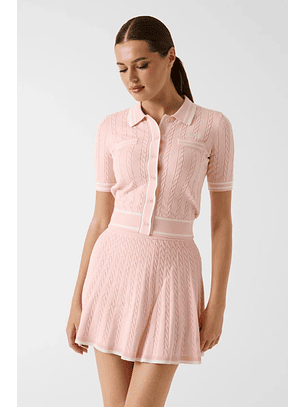 Polo SHARI em Malha Manga Curto Rosa - Guess