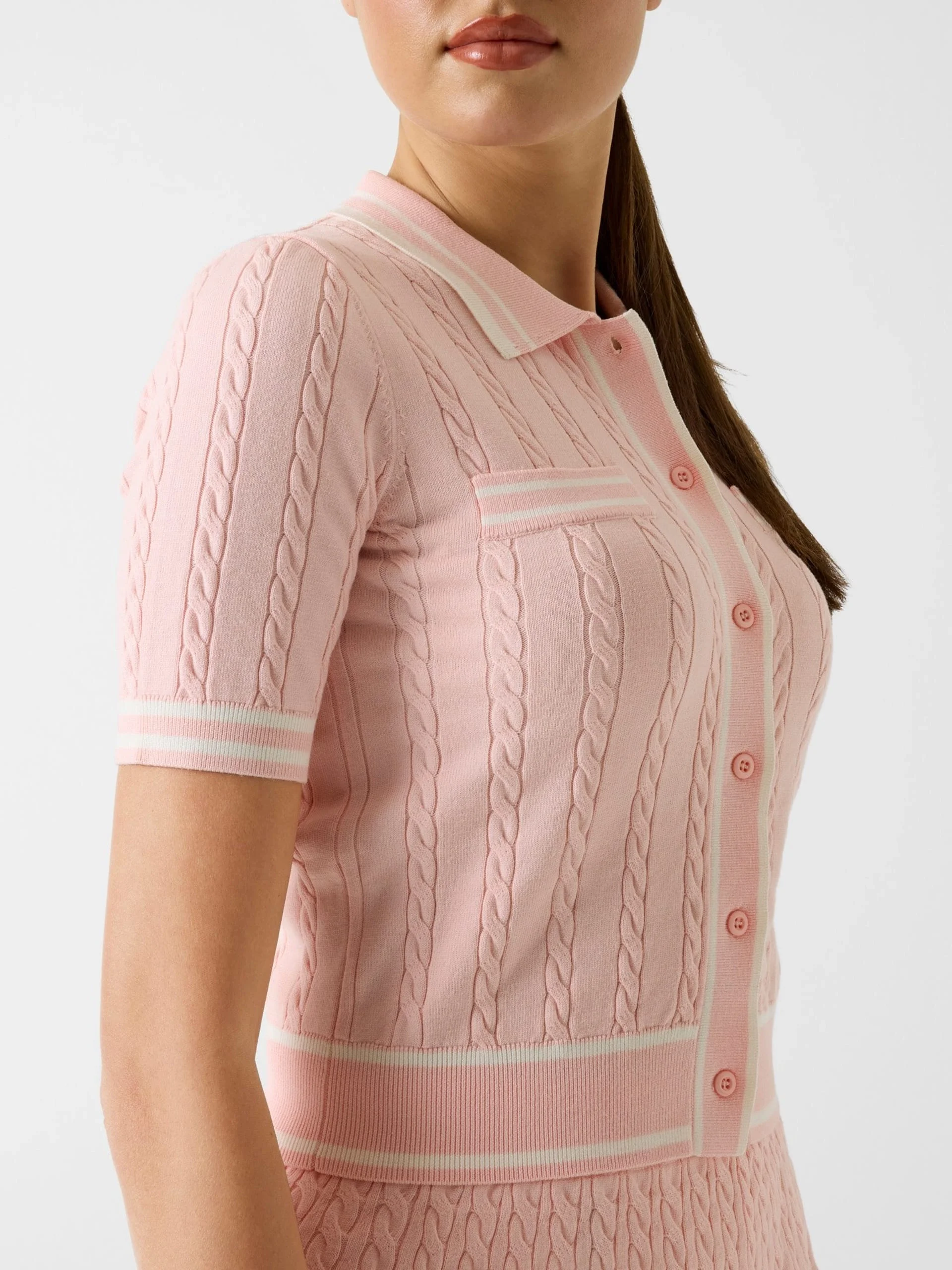 Polo SHARI em Malha Manga Curto Rosa - Guess 6