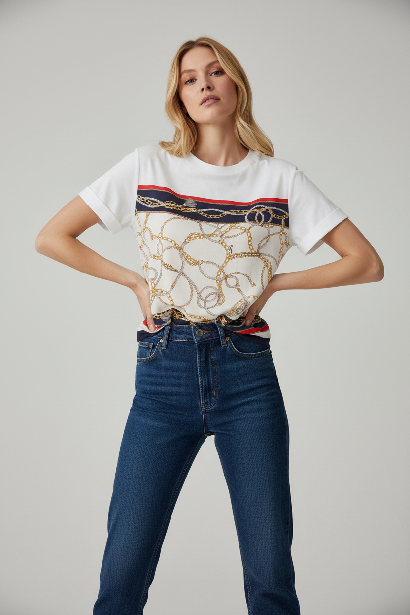T-shirt Blusa KALILA Branco Correntes - Guess Marciano 2