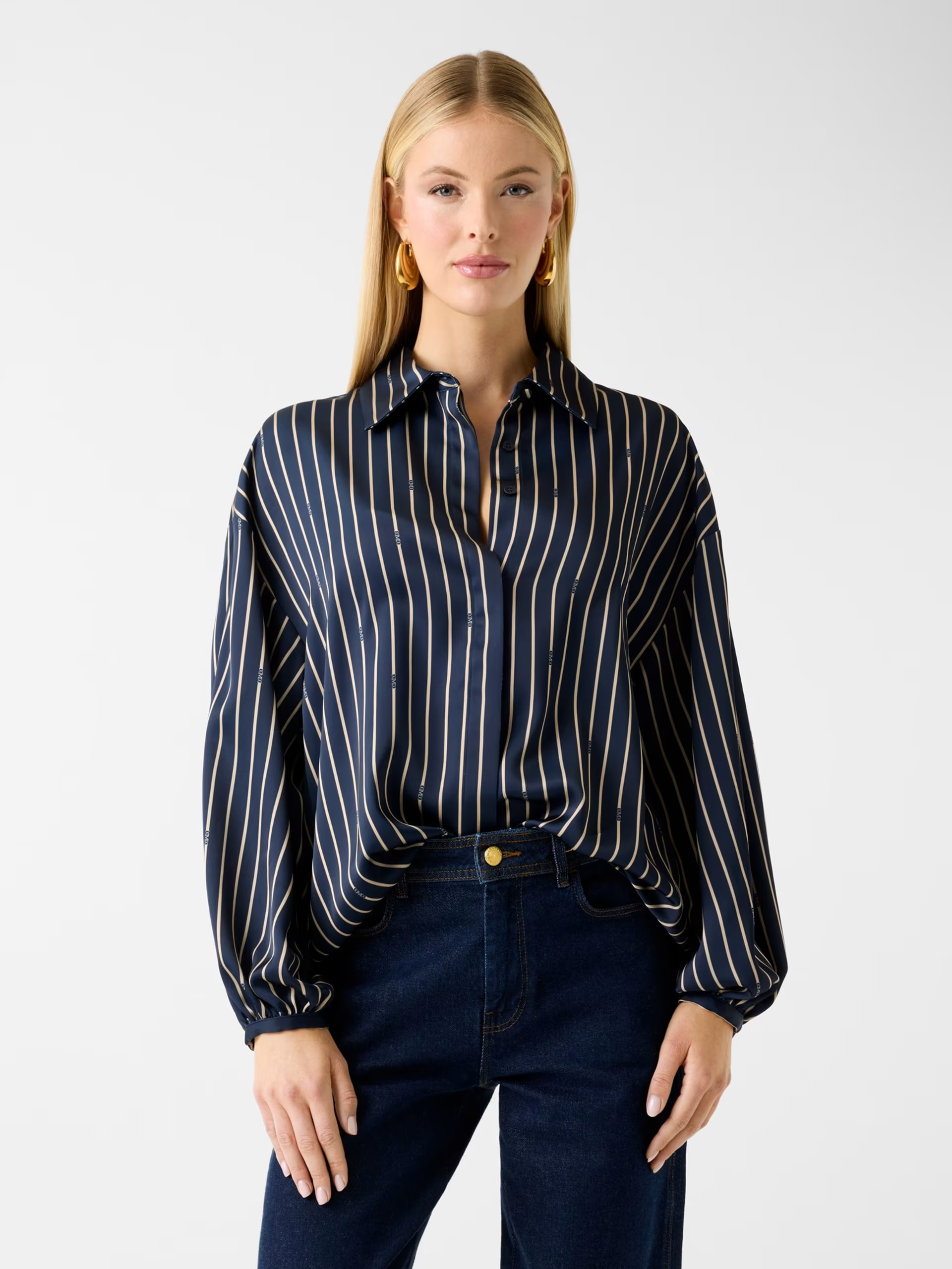 Camisa FATOU de Riscas Azul e Bege - Guess Marciano 1