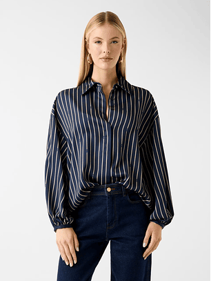 Camisa FATOU de Riscas Azul e Bege - Guess Marciano