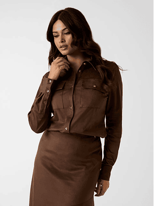 Camisa NUNZIA em Pele de Pêssego Castanho - Guess