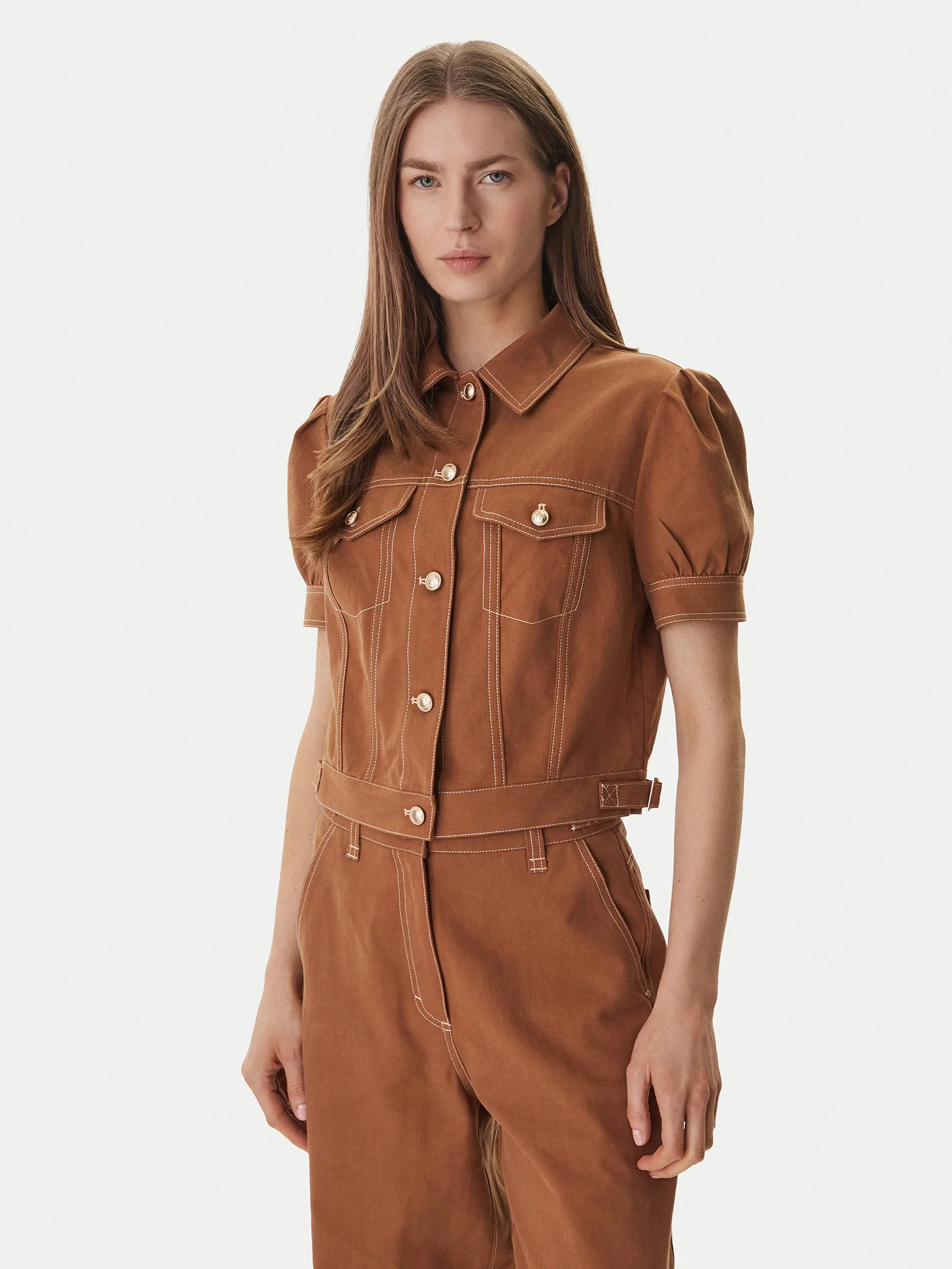 Blusa CORELINE Manga Curta Camel - Guess  1