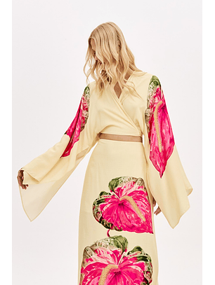 Blusa Mangas Fluidas FRENCH FLOWER Amarelo - Lança Perfume