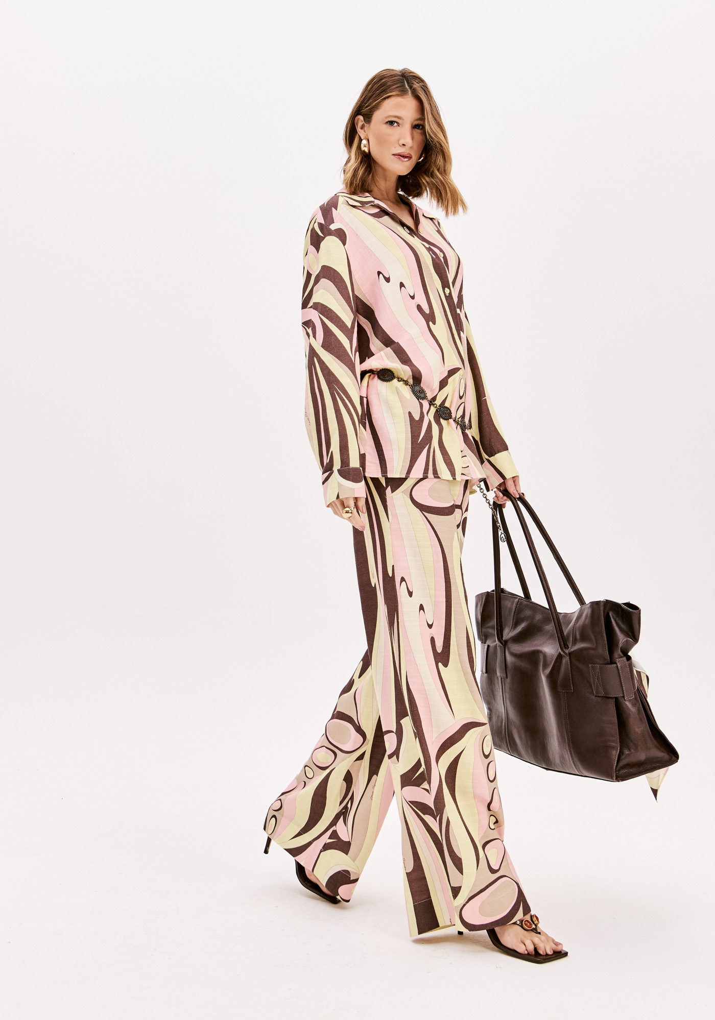 Calças Estampa SORBET WAVES Amarelo e Rosa - Lança Perfume 2