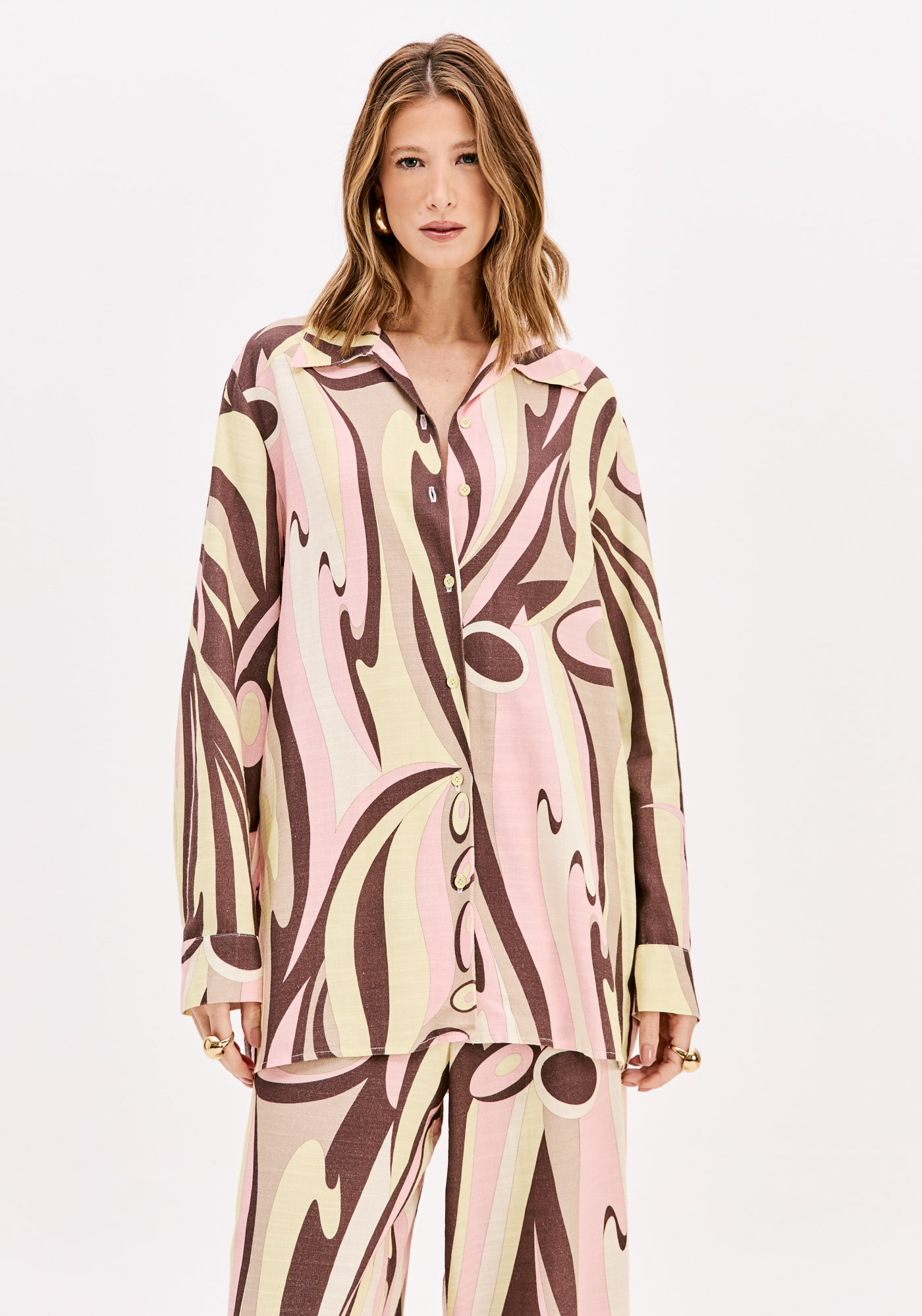 Camisa Estampa SORBET WAVES Amarelo e Rosa - Lança Perfume  1