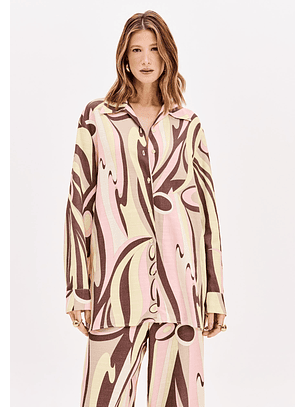 Camisa Estampa SORBET WAVES Amarelo e Rosa - Lança Perfume 