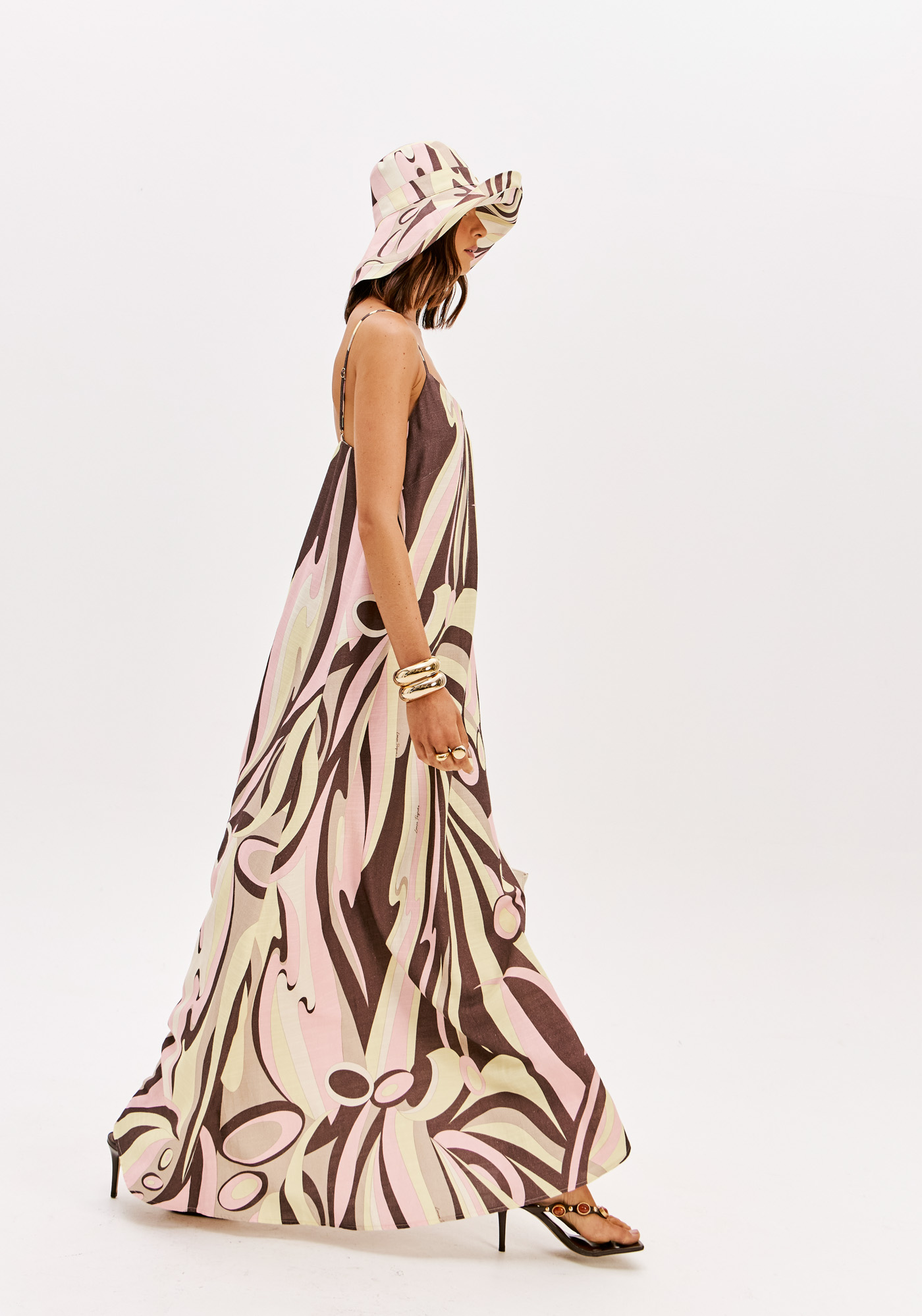 Vestido Comprido Estampa SORBET WAVES Amarelo e Rosa - Lança Perfume  5