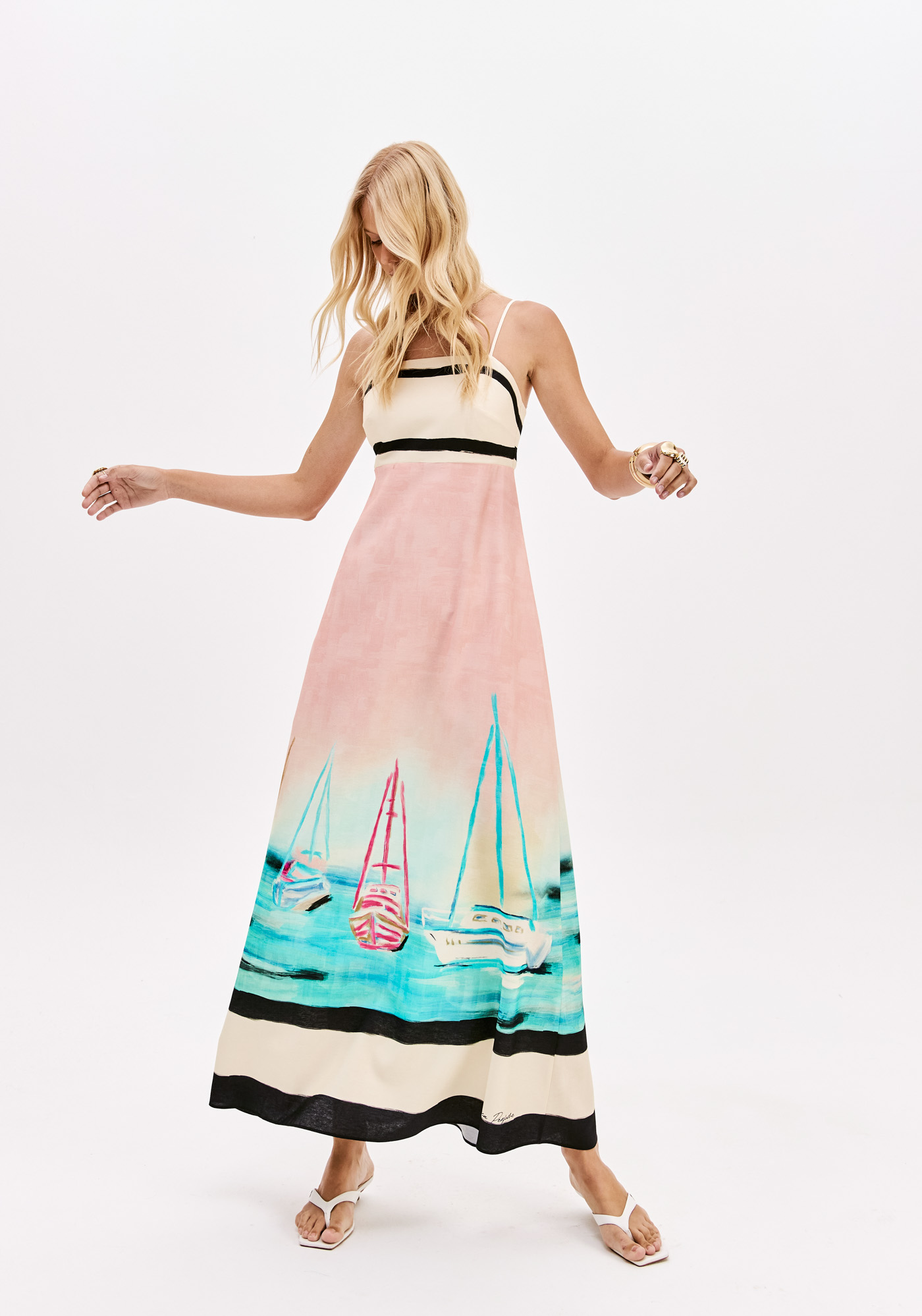 Vestido Comprido COAST RIVIERA Rosa - Lança Perfume 1