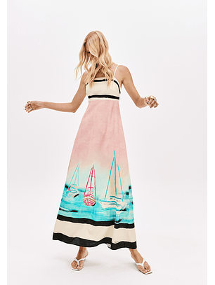 Vestido Comprido COAST RIVIERA Rosa - Lança Perfume