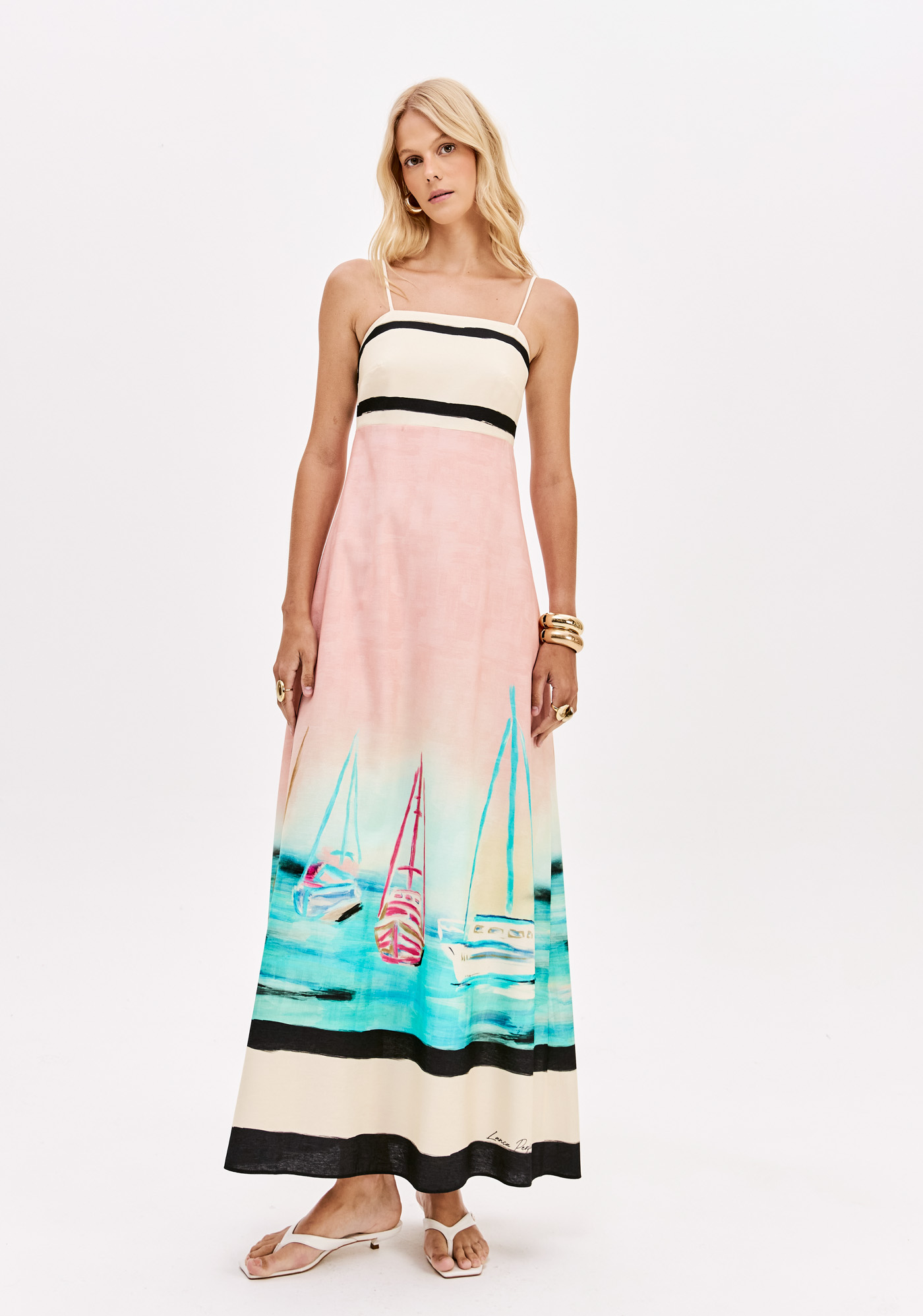 Vestido Comprido COAST RIVIERA Rosa - Lança Perfume 4