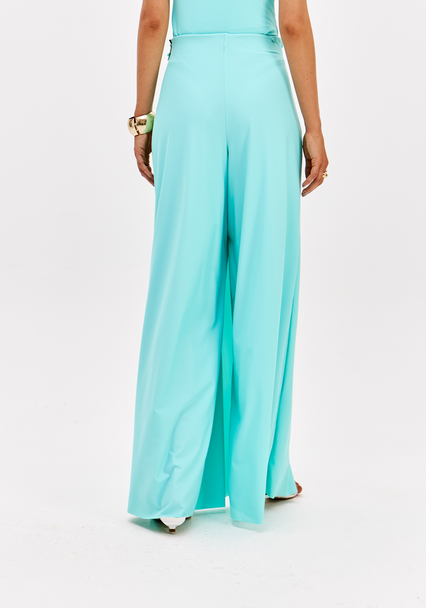 Calças em Malha Fria Azul Turquesa - Lança Perfume 5