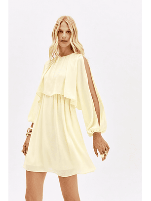 Vestido Curto com Mangas Abertas Amarelo - Lança Perfume 