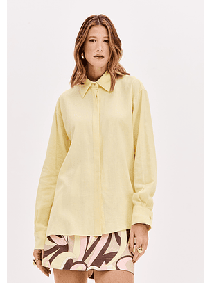 Camisa em Linho Amarelo - Lança Perfume 