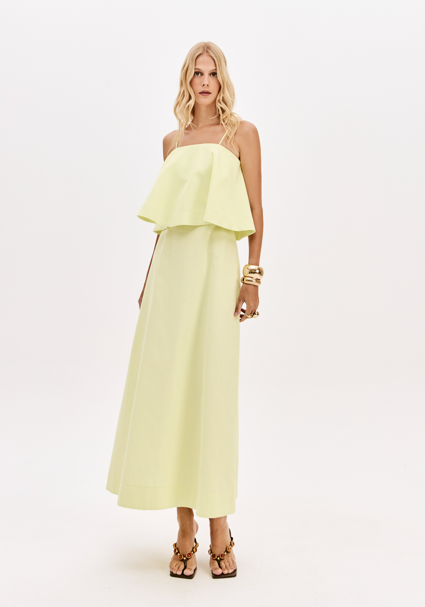 Vestido Comprido de Alças Amarelo - Lança Perfume  1