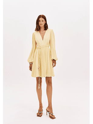 Vestido Curto Pliassado Amarelo - Lança Perfume 