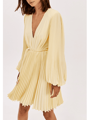 Vestido Curto Pliassado Amarelo - Lança Perfume 