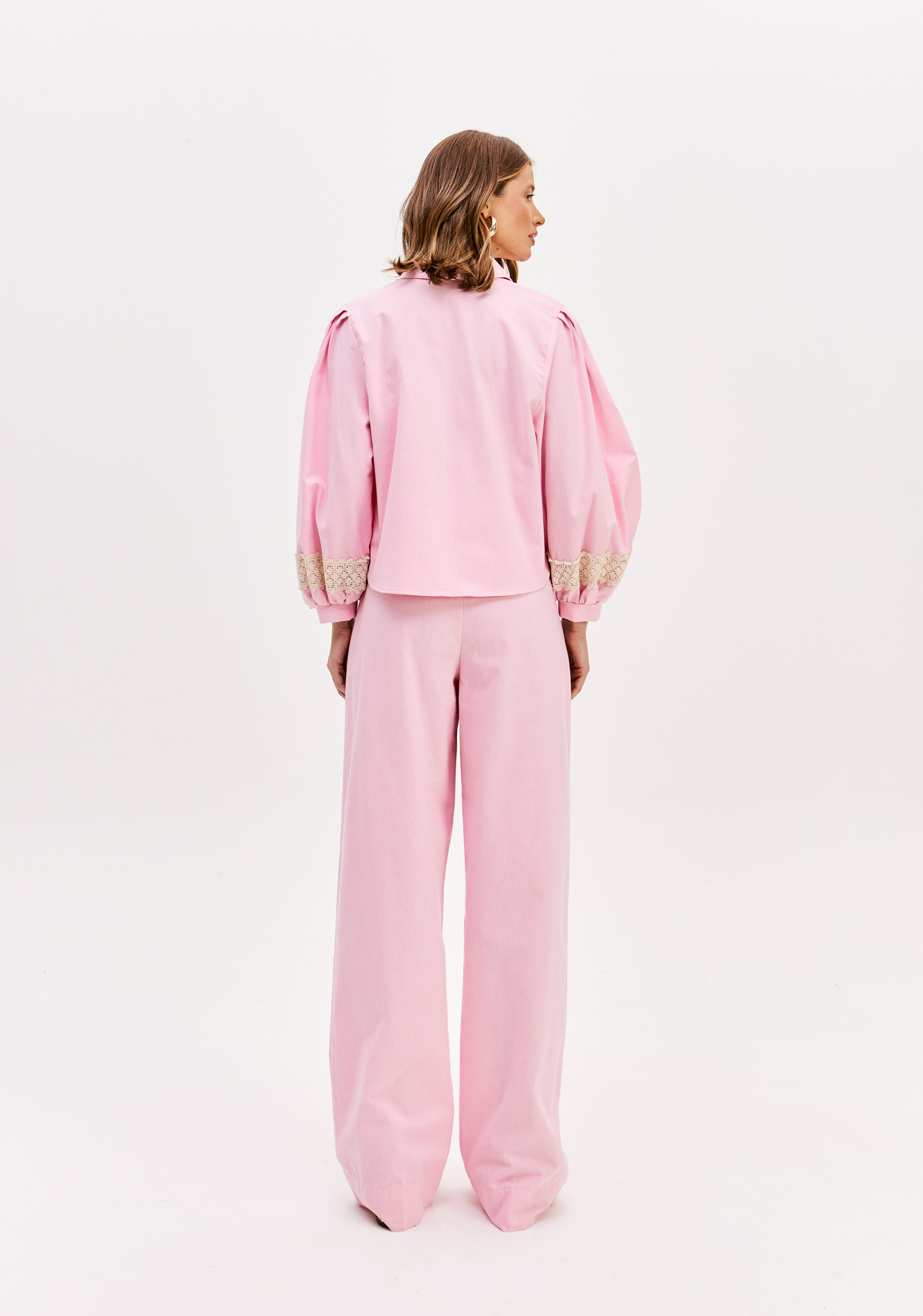 Calças Largas com Pinças Rosa - Lança Perfume  4