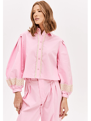 Camisa com Renda Rosa - Lança Perfume
