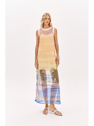 Vestido Comprido em Rede FRESH SUNSET Multi - Lança Perfume