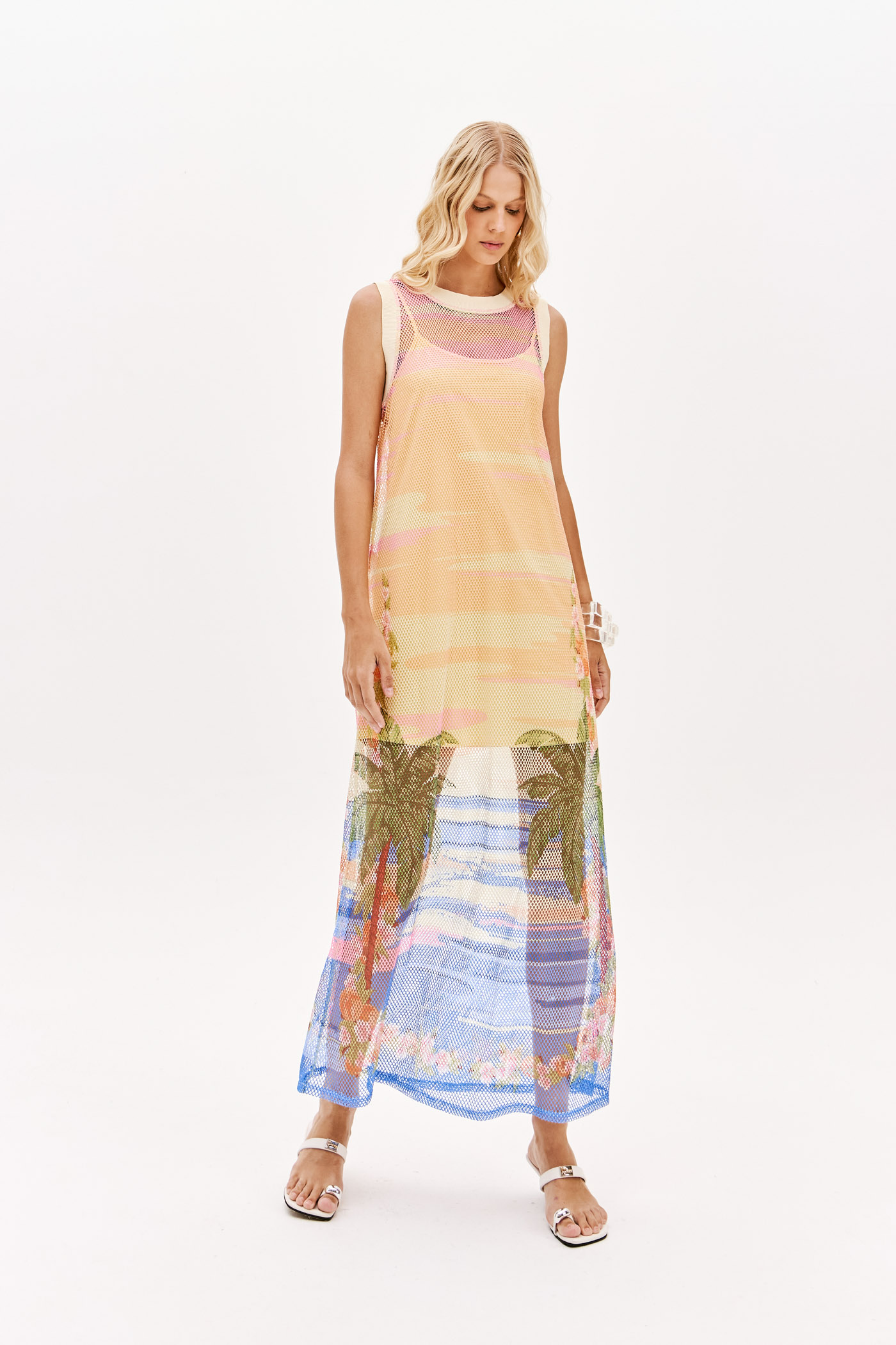 Vestido Comprido em Rede FRESH SUNSET Multi - Lança Perfume 2