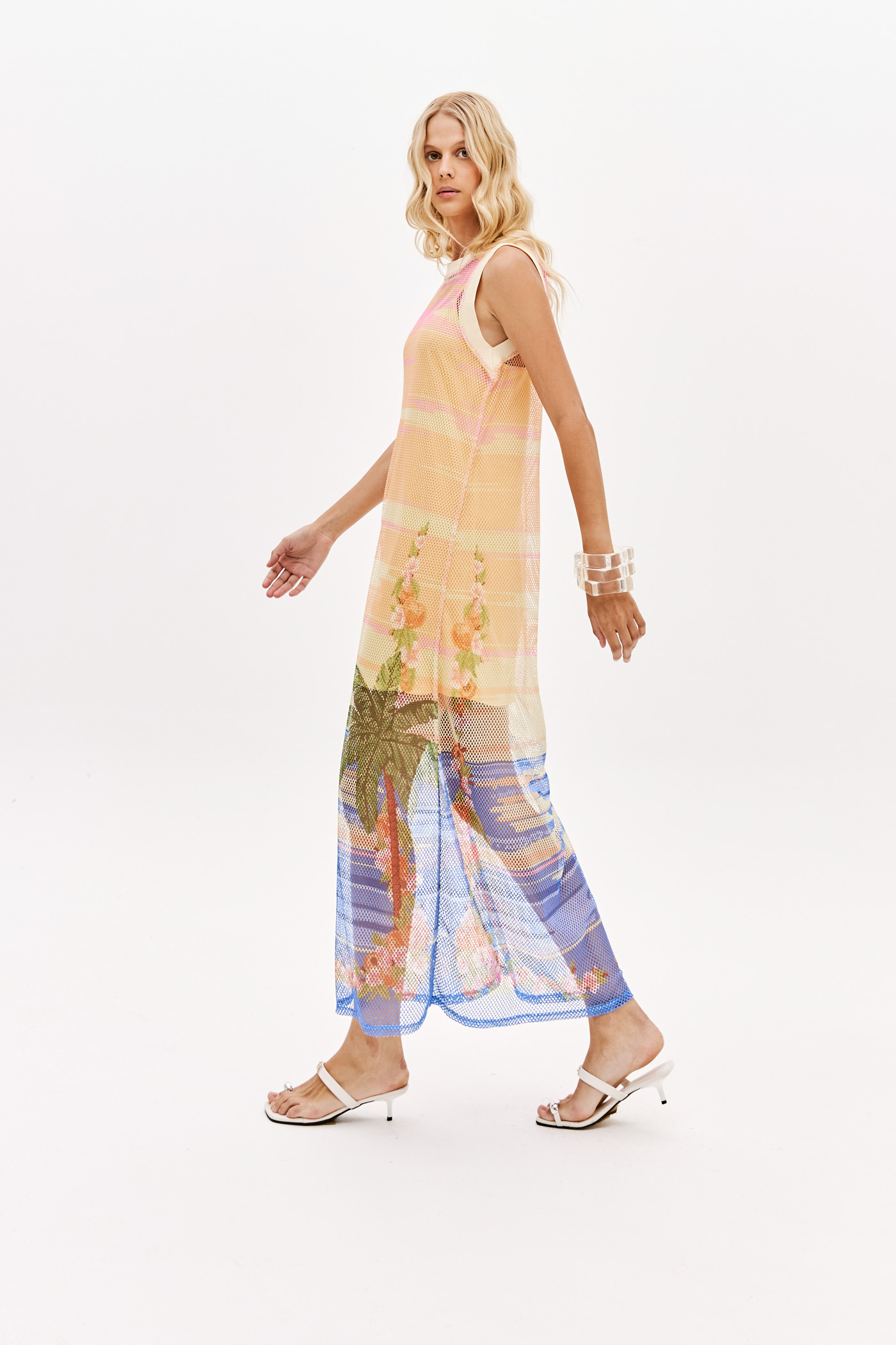 Vestido Comprido em Rede FRESH SUNSET Multi - Lança Perfume 6