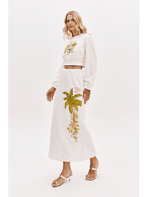 Saia Comprida Palmeiras Branco - Lança Perfume 