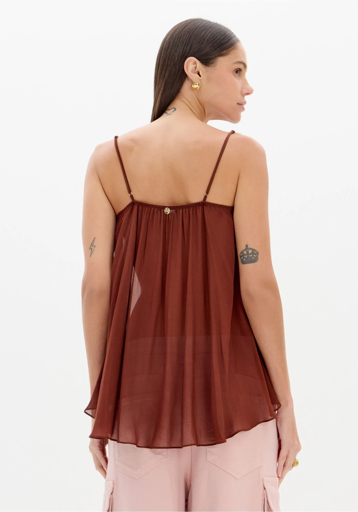 Top de Alças com Renda Castanho - Lança Perfume 2